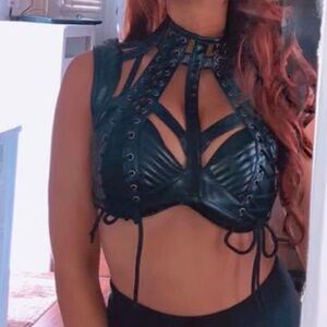 Nasty Gal sexy leather crop top